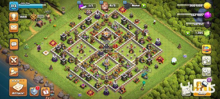اکانت کلش اف کلنز تان هال 11 لول 113 (کد 16078)