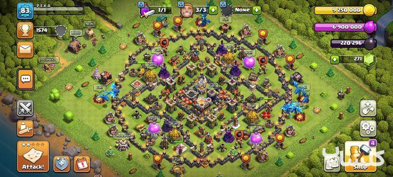 اکانت کلش اف کلنز تان هال 11 لول 83 (کد 22691)