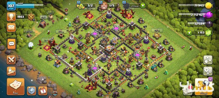 اکانت کلش اف کلنز تان هال 11 لول 107 (کد 55870)