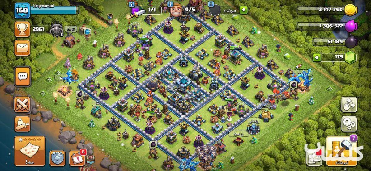 اکانت کلش اف کلنز تان هال 13 لول 160 (کد 58917)