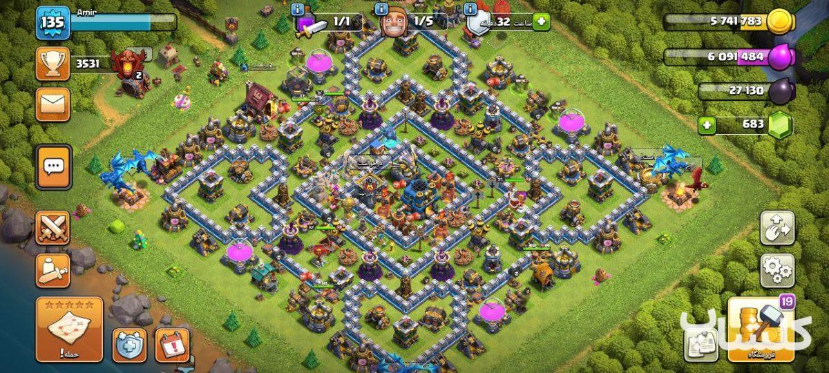 اکانت کلش اف کلنز تان هال 12 لول 135 (کد 63289)