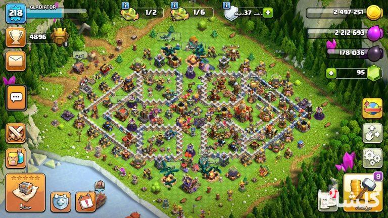 اکانت کلش اف کلنز تان هال 16 لول 218 (کد 93302)