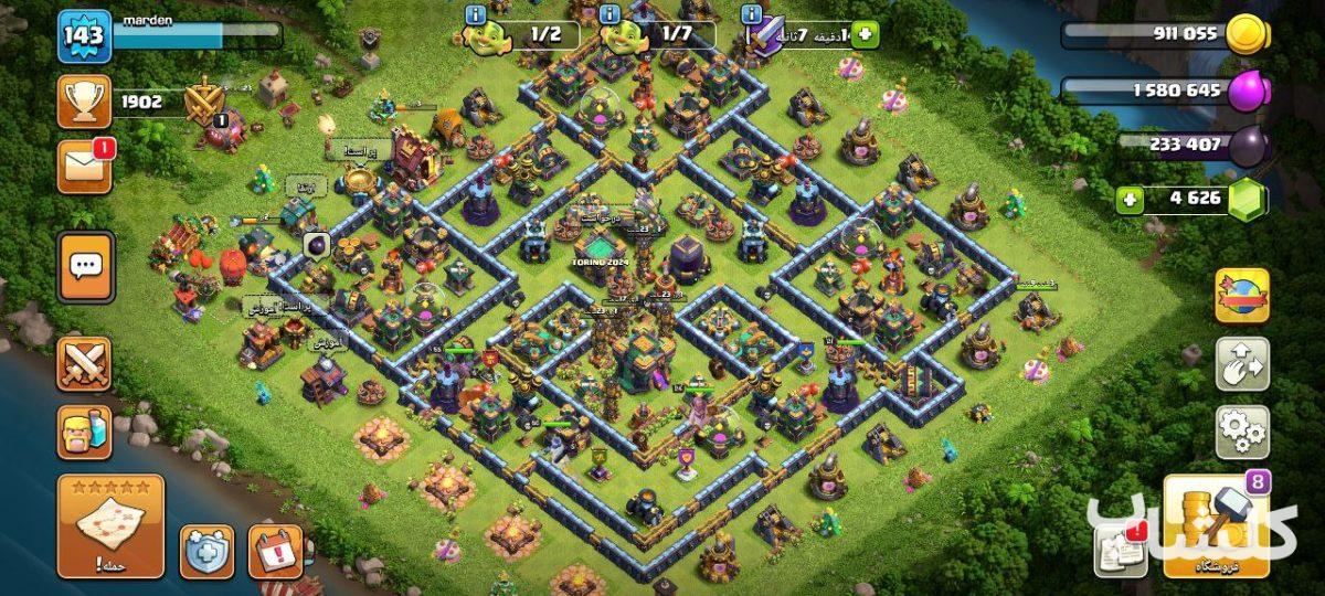 اکانت کلش اف کلنز تان هال 14 لول 143 (کد 95770)
