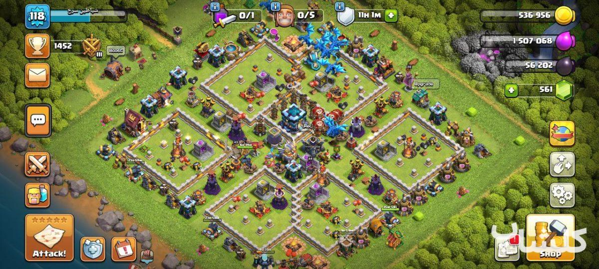 اکانت کلش اف کلنز تان هال 13 لول 118 (کد 103434)