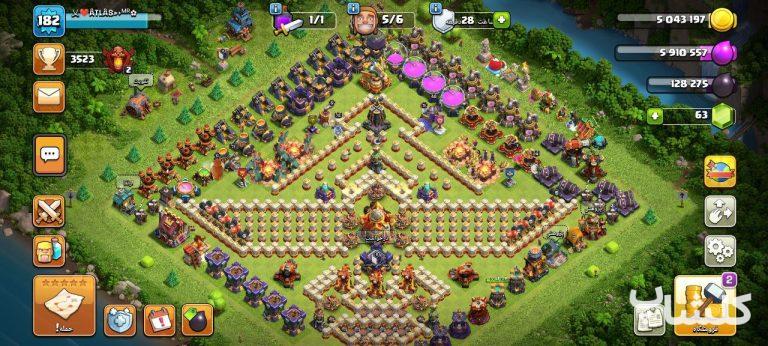 اکانت کلش اف کلنز تان هال 16 لول 182 (کد 111762)