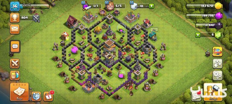 اکانت کلش اف کلنز تان هال 8 لول 36 (کد 123578)