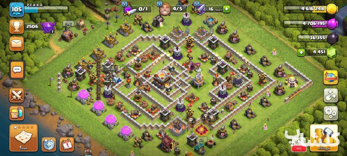 اکانت کلش اف کلنز تان هال 11 لول 105 (کد 124028)