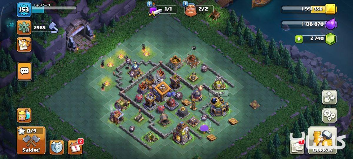 اکانت کلش اف کلنز تان هال 13 لول 153 (کد 167821)