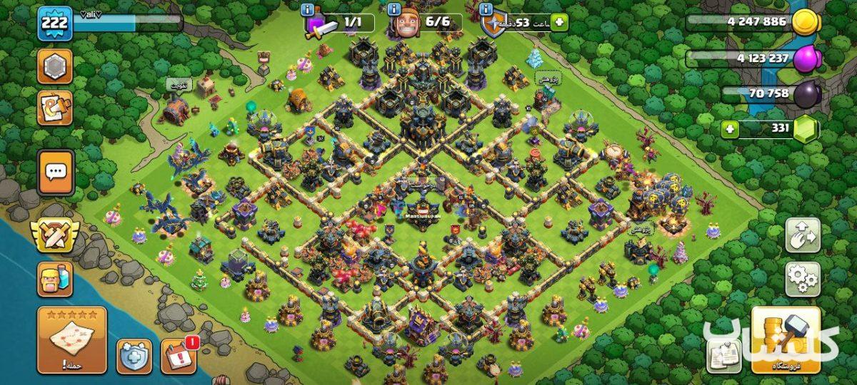 اکانت کلش اف کلنز تان هال 17 لول 222 (کد 173368)