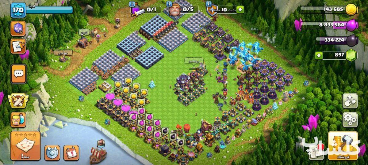 اکانت کلش اف کلنز تان هال 15 لول 170 (کد 174792)