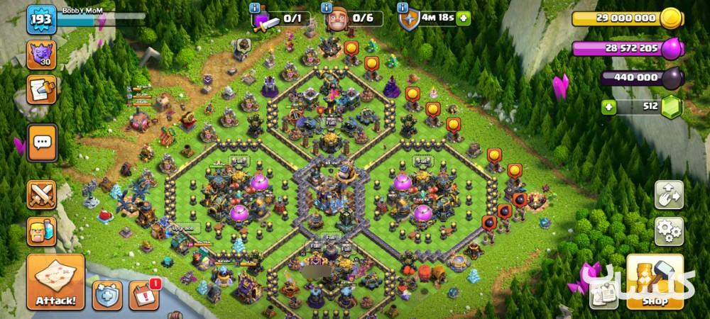 اکانت کلش اف کلنز تان هال 18 لول 193 (کد 180606)