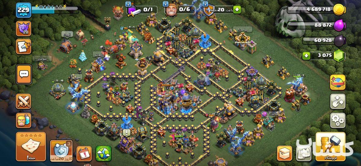 اکانت کلش اف کلنز تان هال 18 لول 229 (کد 204192)