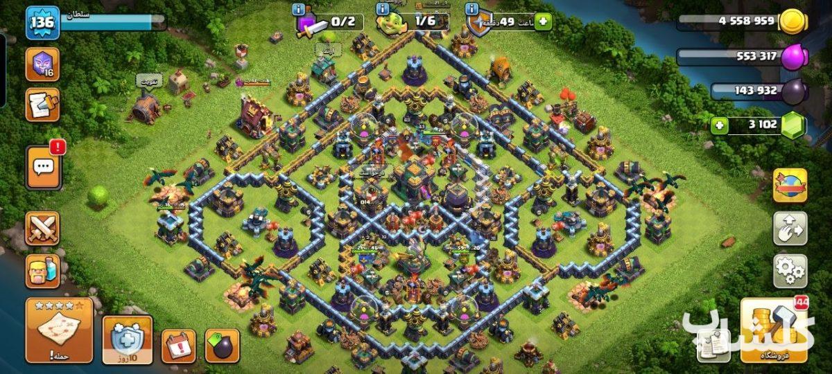 اکانت کلش اف کلنز تان هال 14 لول 136 (کد 215970)