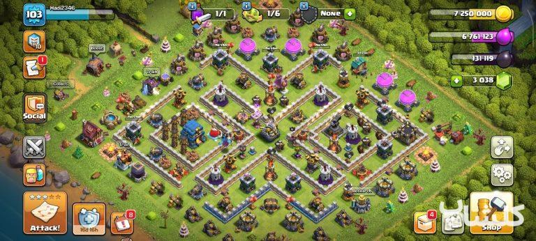 اکانت کلش اف کلنز تان هال 12 لول 103 (کد 237650)