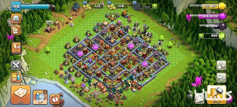 اکانت کلش اف کلنز تان هال 16 لول 150 (کد 244000)
