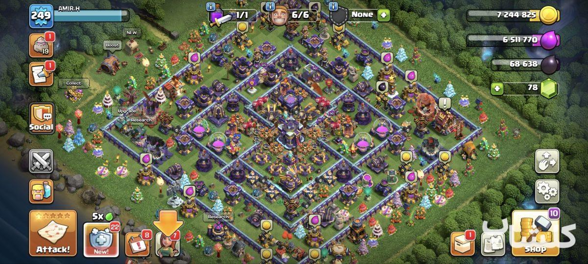 اکانت کلش اف کلنز تان هال 15 لول 249 (کد 247548)